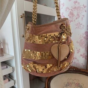 Juicy Couture Blush Pink Sequin Stripe Chain-Handle Bag